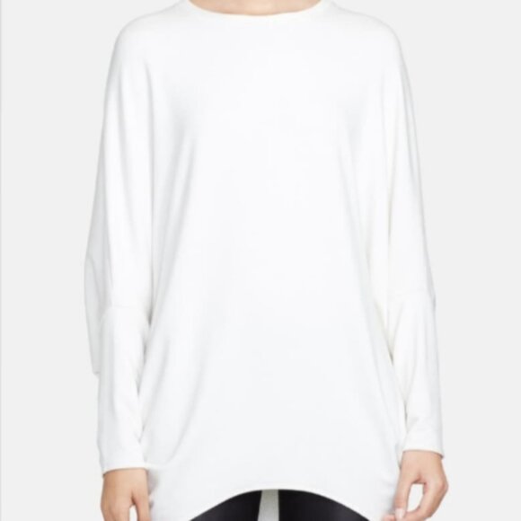 Helmut Lang Winter White Villous Drape Oversized Sweatshirt Size L NWT - Picture 2 of 8